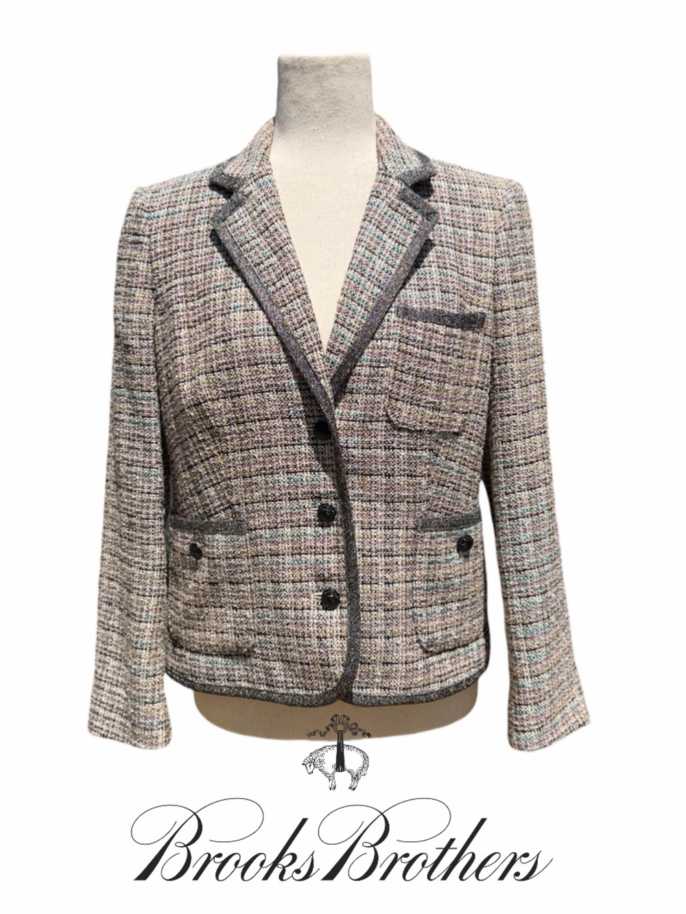 Brooks Brothers Metallic Multicolor Tweed Sparkling Blazer Jacket Women’s 6